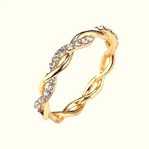 NEW 14k‎ Gold Plated Sterling Simulated Diamond Eternity Band Ring, Size 7.5 thumbnail 5