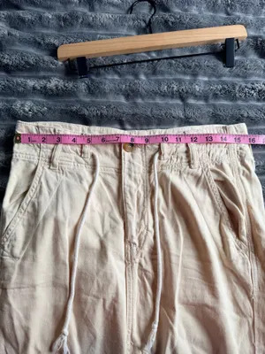 Free People Cream Chino Drawstring Maxi Skirt Safari Coastal Grandmother Utility thumbnail 5