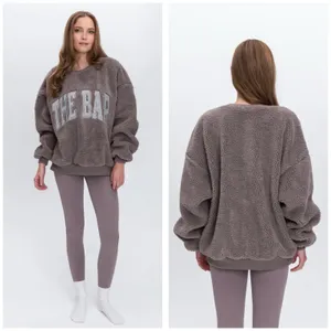 The Bar Gigi Sweatshirt Cinder/Grey Size XL Sherpa Teddy Loungewear Oversized thumbnail 2
