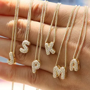 Balloon Zircon Letter I Initial Necklace Gold thumbnail 4