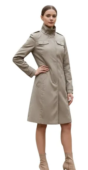 Kenneth Cole Reaction Beige Lined Trench Coat, M thumbnail 1
