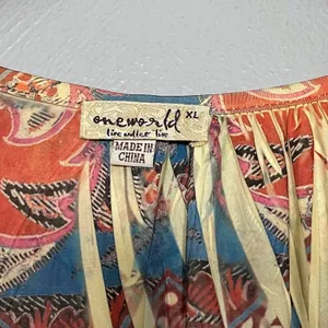 One World Size XL Embellished Sublimation Knit Boho Tunic Top Artsy Indie Sleaze thumbnail 6