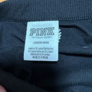 PINK Victoria's Secret Crop Top Women Large Black Excellent Ribbed‎ Long Sleeve thumbnail 2