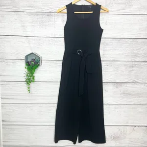 Romeo & Juliet Couture Black Sleeveless Belted Wide Leg Jumpsuit Size Medium thumbnail 12