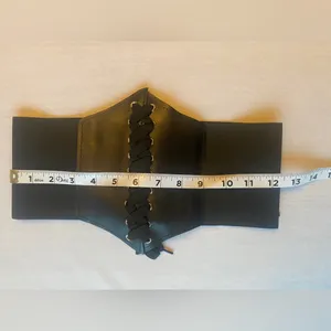 Vintage Style Lace Up Faux Leather Elastic Girdle Black Casual Wide Waistband‎ thumbnail 9