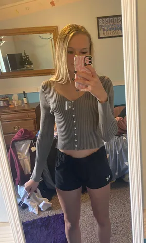 SheIn Light Grey Button Down thumbnail 1