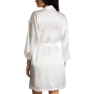 Linea Donatella Womens Bride Satin Wrap Robe BDS091 White XL thumbnail 7