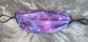 Handmade Fabric Face Mask Facemask Starry Nights Stars Purple Aqua Reversible thumbnail 1