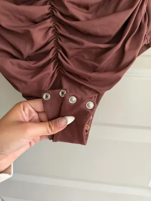 Brown Ruched Strapless Bodysuit Size M thumbnail 4