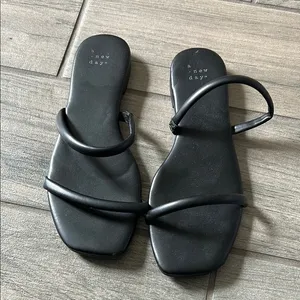 A New Day Black Minimalist Sandals with Sleek Straps thumbnail 2