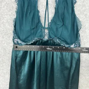 Auden Plunge Babydoll Nightie Satin Lace Strappy Back Nightie Women’s L Teal thumbnail 6