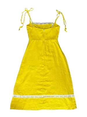Reformation Women’s Square Neck Yellow Lace Tie Strap Sundress Mini Dress Rare thumbnail 5