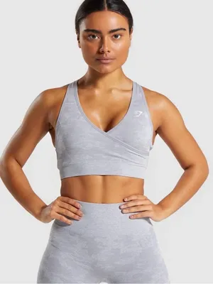 Gymshark Adapt Camo Seamless Bra in Light Gray thumbnail 1