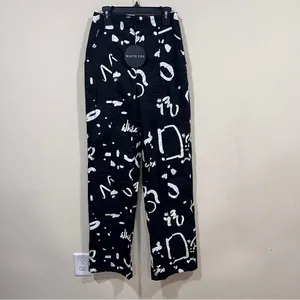 NWT WHITE FOX BOUTIQUE If Only You Knew Pants Black Scribble pants size XS thumbnail 2