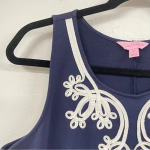 Lilly Pulitzer Navy Blue Cheryln Soft Shift Mini Dress Womens M Preppy Classic thumbnail 5