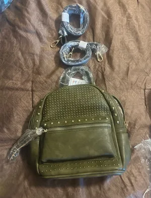 Olive Green Faux Leather Women’s Backpack Purse thumbnail 1