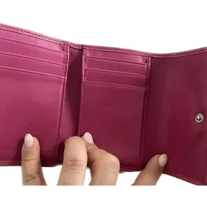 Coach Beige/Pink Signature Canvas And Leather Compact Wallet‎ thumbnail 2