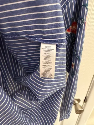 BeachLunchLounge Blue Striped Floral Embroidered Button Down Shirt Small thumbnail 5