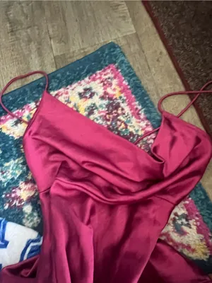 Lioness Magenta Walk The Line Satin Cowl High Slit Pink Maxi Midi xSmall thumbnail 9