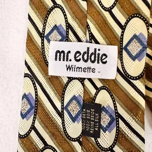 Mr. Eddie Wilmette Zanzara Men's Silk Tie Vintage Geometric Multicolor Necktie thumbnail 6
