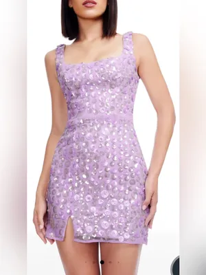 NEW Dress The Population Moxie Floral Sequins Embellished Minidress Sz M thumbnail 2