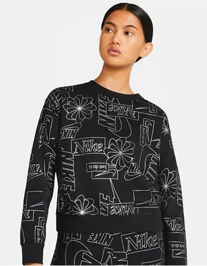 Nike Icon Clash Fleece Sweatshirt All over logo‎ Black L Athletic Workout thumbnail 1