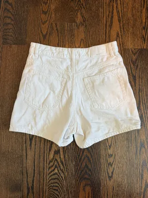 Bershka White High Waist Denim Shorts thumbnail 2