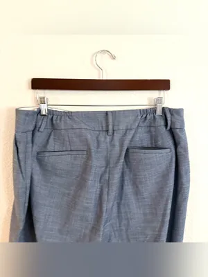 Talbots Womens Pants Blue Crosshatch High Waist Hampshire Ankle Curvy Size 18W thumbnail 4