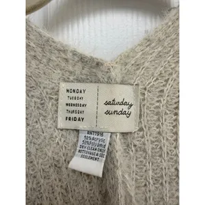 Anthropologie Saturday Sunday Colorblock Poncho Cardigan Grey Cream Tan OS thumbnail 2