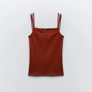 NWT Zara brick red soft strap top and trouser set. Size Medium thumbnail 5