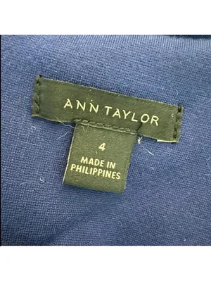 Ann Taylor Navy Ponte Knit Fit & Flare Dress SZ 4 | Short Sleeve Career Midi thumbnail 4