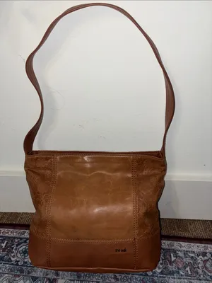 The Sak Tan Light Brown Tooled Leather Shoulder Bag Purse thumbnail 2