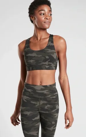 Athleta Ultimate Camo Print Sports Bra Sz M Green Size M thumbnail 1