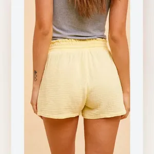 Mable Waffle Gauze Cotton Yellow Shorts thumbnail 2