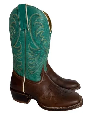 TONY LAMA Rowena 11” Women’s‎ 6B Brown Turquoise Leather Western Boot USA SA2101 thumbnail 1
