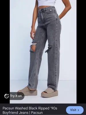 Pacsun black/dark grey ripped 90s boyfriend jeans thumbnail 2