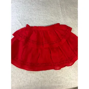 Wild Fable Red Ruffle Mini Skirt Lace Trim‎ Tiered Boho XS NWT thumbnail 4