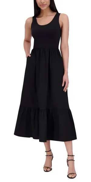STEVE MADDEN Cotton Scoop Neck Maxi Summer Dress White Sleeveless NWT thumbnail 1