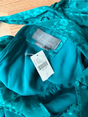 NWT Anthropologie Halter Neck Jacquard Mini Dress Teal Removable Belt Large thumbnail 4