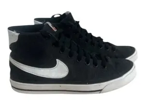 Women’s Nike Court Legacy Canvas Sneakers Size 7 Mid Black White Lace Up Shoes thumbnail 1