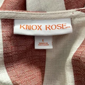 Knox Rose Wrap Dress L Maxi V-Neck Striped Cream‎ Brick Tiered Short Puff Sleeve thumbnail 11