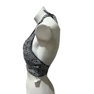Gilly Hicks Women's Floral Halter Tank Top M Black Open Back Casual thumbnail 4