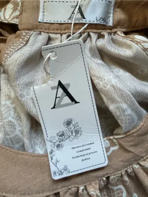AZ Sleeveless Taupe & White Floral Print Maxi Dress Tie Waist LG NWT thumbnail 14