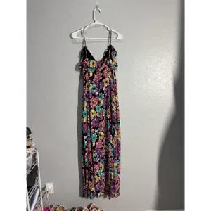 Lulus Dynah Black Floral Print Sleeveless Maxi Dress Fairy Vacation Party Sz M thumbnail 7