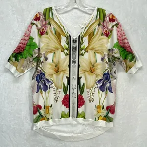 Ted Baker‎ London Blouse Womens 0 Floral Print White Multi Botanical *Flaw thumbnail 1