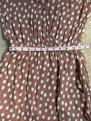 Abercrombie & Fitch Mauve Pink Polka Dot Faux Wrap Mini Dress. Size Medium thumbnail 9