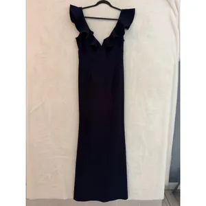 Tobi Navy Blue Ruffle V-Neck Maxi Dress Mermaid‎ Gown Large Formal Evening thumbnail 2