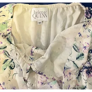 $320 Helena Quinn M Maxi Dress Mariella Slit Long Ivory Halter Floral Sundress thumbnail 7
