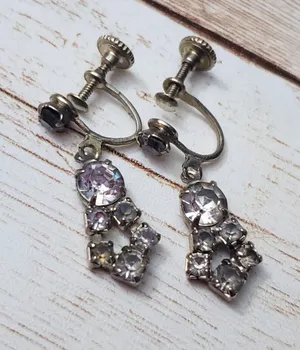 Vintage Screw On Earrings - 1 & 1/8" Dangle thumbnail 1