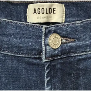 AGOLDE Sophie High Rise Crop Jeans‎ Medium Wash Blue Stretch Denim Raw Hem 29 thumbnail 3